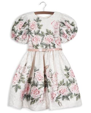 Mädchen-Kleid aus Brokat mit Print Garden Roses MONNALISA