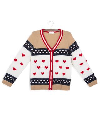 Heart patterned jacquard girl's cardigan MONNALISA