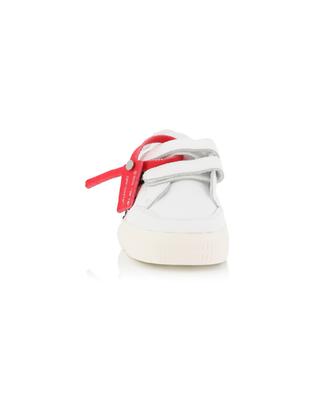 Velcro Vulcanized grained leather boy's low-top sneakers OFF WHITE