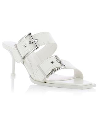 Double Buckle Punk 65 heeled open mules in leather ALEXANDER MC QUEEN