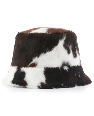 Cow spot adorned calf hair leather bucket hat GI'N'GI