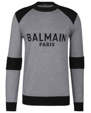 Balmain logo adorned fine bicolour jumper BALMAIN