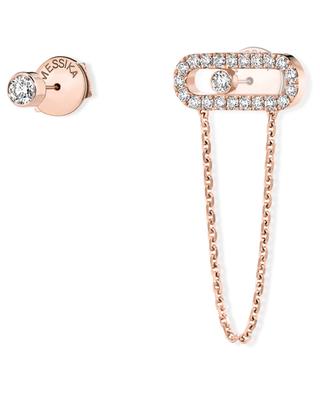 Move Uno rose gold and diamond asymmetric earrings MESSIKA
