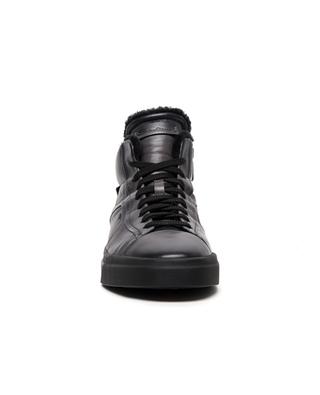 Leather and fur high-top sneakers SANTONI