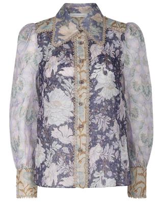 Celestial Spliced linen and silk floral blouse ZIMMERMANN