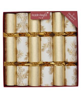 Gold Glitter Foliage box of 12 Christmas crackers ROBIN REED