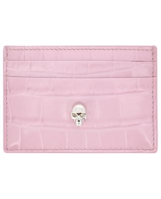 Skull small card-case in croc embossed leather ALEXANDER MC QUEEN