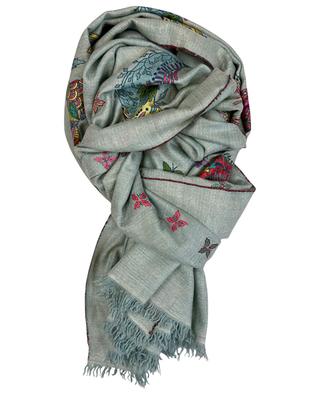 JOY embroidered hand woven cashmere scarf PINK MAHARANI