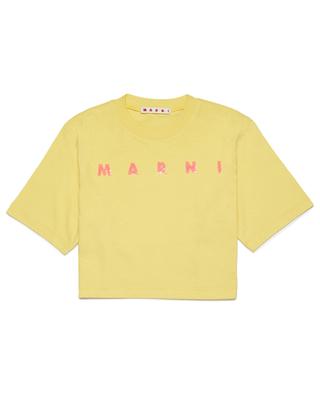 Sequin logo adorned girl's cropped T-shirt MARNI