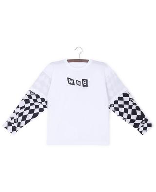 MM6 Checkerboard boy's bi-material T-shirt MM6 MAISON MARGIELA