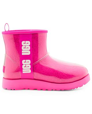 Classic Clear Mini II girl's faux fur lined rain boots UGG