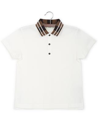 FENDI stripe collar boy's cotton piqué polo shirt FENDI