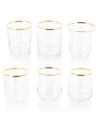 Diseguale set of 6 glass tumblers with gold rim BITOSSI