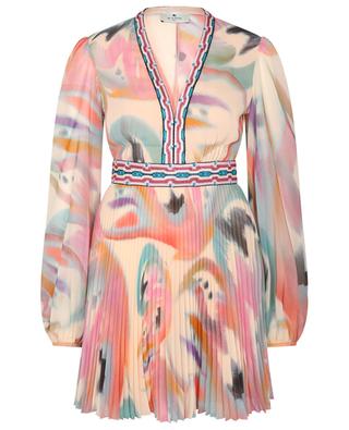 Butterfly Wings pleated chiffon mini dress with embroideries ETRO