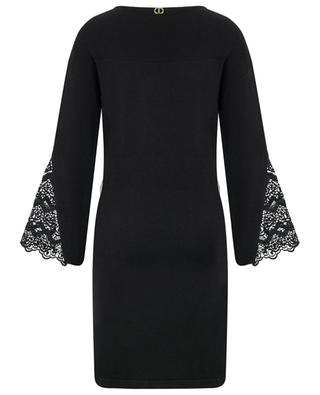 Mini knit dress with flared lace embellished sleeves TWINSET