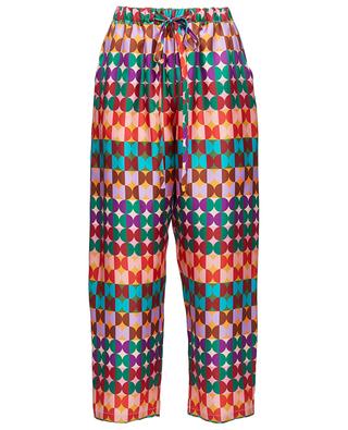 Drawstring Pants Mezzaluna Rainbow wide-leg silk trousers LA DOUBLEJ