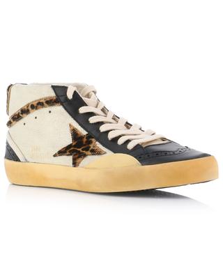 Mid Star Classic cracked leather high-top sneakers with leopard detail GOLDEN GOOSE