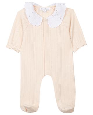 Baby openwork knit pyjamas with embroidered collar TARTINE ET CHOCOLAT