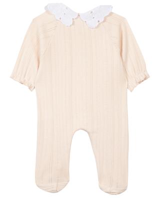 Baby openwork knit pyjamas with embroidered collar TARTINE ET CHOCOLAT
