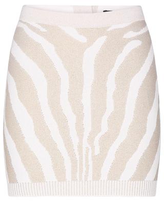 Glittering zebra patterned jacquard knit miniskirt BALMAIN