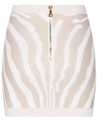 Glittering zebra patterned jacquard knit miniskirt BALMAIN