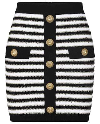 Sequin adorned striped knit mini skirt BALMAIN