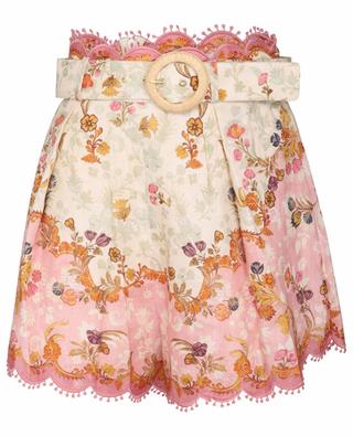 Laurel Embroidered Tuck high-rise floral shorts ZIMMERMANN