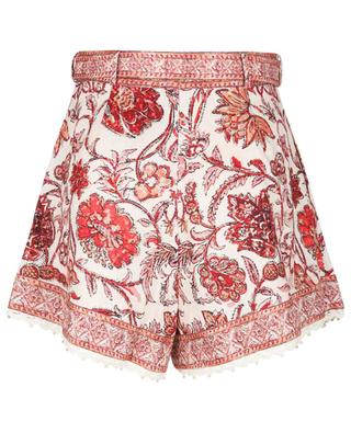 Vitali Trimmed Tuck high-rise floral linen shorts ZIMMERMANN