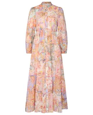 Cira Tiered long floral cotton shirt dress ZIMMERMANN