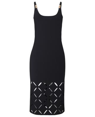 Slashed cut-out adorned midi-length fitted knit dress VERSACE