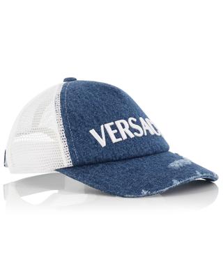 VERSACE distressed denim and mesh baseball cap VERSACE