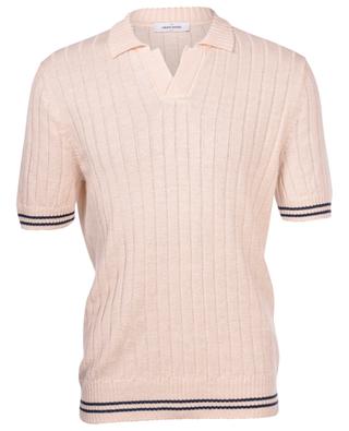 Cotton and linen rib knit polo shirt GRAN SASSO