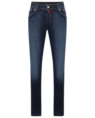 KITON Distressed cotton stretch slim fit denim jeans - Bongenie Grieder