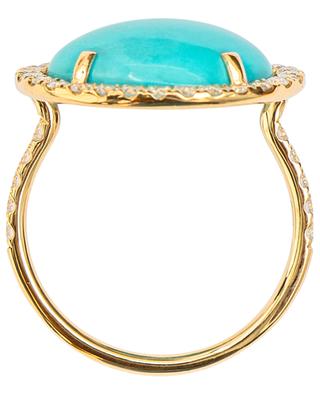 Bague ovale en or sertie de turquoise et diamants GBYG