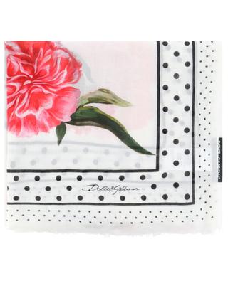 Carnation and polka dot printed modal and cashmere scarf DOLCE & GABBANA