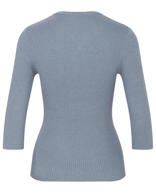 Fitted wool and silk rib knit jumper with drop cut-out BARBARA BUI