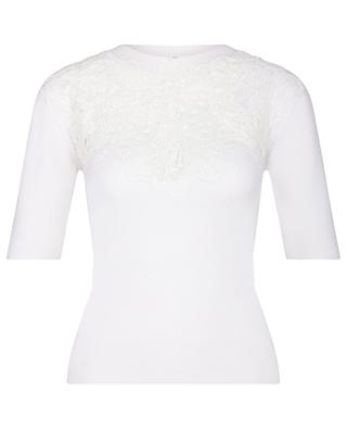 Lace adorned cashmere short-sleeved jumper ERMANNO SCERVINO