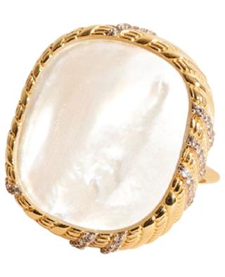 Dona gold-plated brass ring BE MAAD