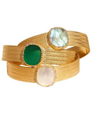 Dona gold-plated bangle with green onyx BE MAAD