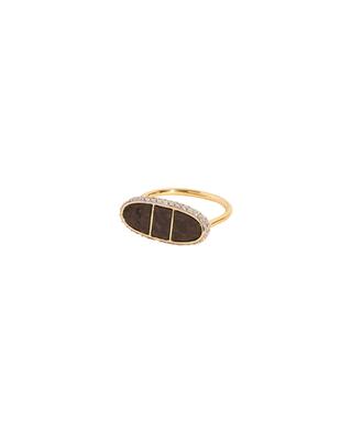 Izy 1 gold-plated brass ring with onyx and labradorite BE MAAD