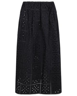 Broderie anglaise flared midi skirt in cotton GANNI
