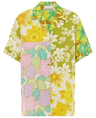 Elora Patchwork floral short-sleeved linen shirt ALEMAIS