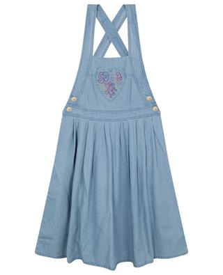 Logo embroidered girl's dungaree dress in chambray SONIA RYKIEL