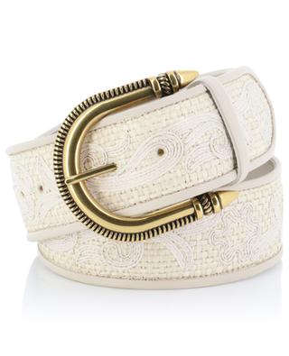Paisley embroidered raffian and leather belt - 5 cm ETRO