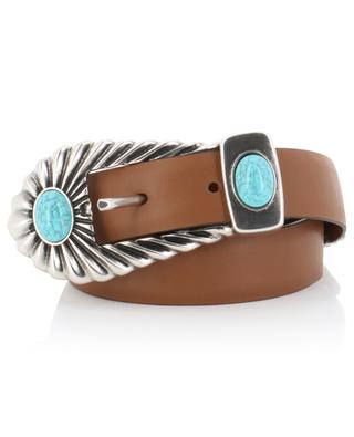 Thin leather belt with turquoise cabochons - 2.5 cm ETRO