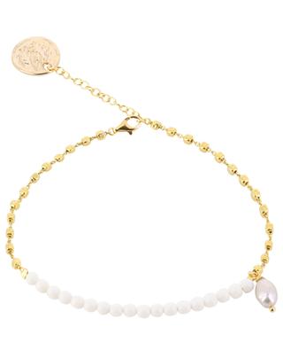 Goldenes Armband mit Perlen White Onyx ANCIENT GREEK SANDALS