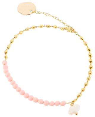 Bracelet doré chaîne et perles Pink Coral ANCIENT GREEK SANDALS
