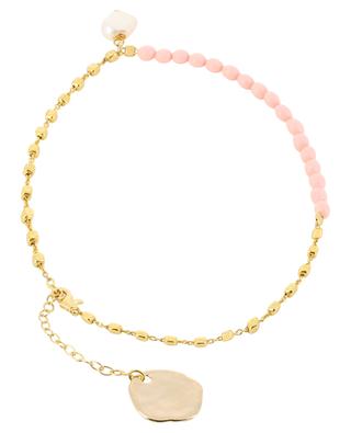 Goldenes Armband mit Perlen Pink Coral ANCIENT GREEK SANDALS