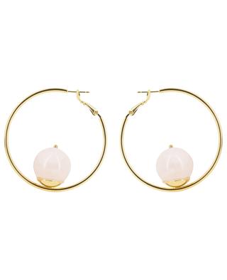 Sonia L gold-tone hoop earrings with rose quartz D'ESTRËE