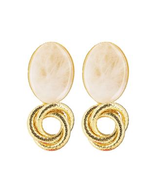 Sonia Flower moonstone adorned gold-tone earrings D'ESTRËE